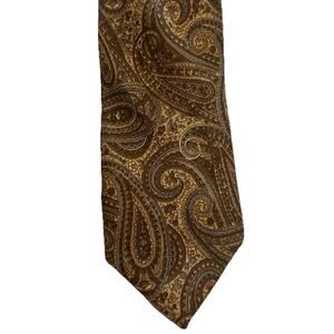 Cavaliero‎ Cravats Mens Tie Brown Paisley 3” 100% Silk Necktie Made In Italy